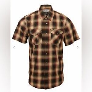 DIXXON Whittier Boulevard Pearl Snap Brown and Black Plaid Button Down Shirt